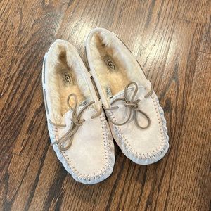 Ugg Wool Lined, Pale Pink Suede, Slip On Moccasin, Size 7